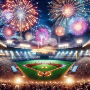 Baseball and fireworks display