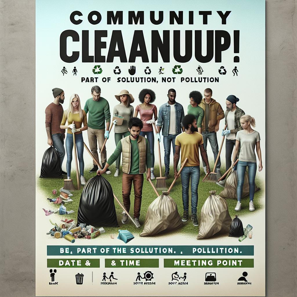 Community cleanup event poster.