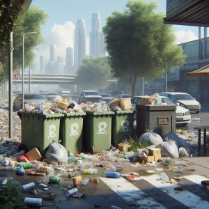 Trash pile-up inconvenience concept