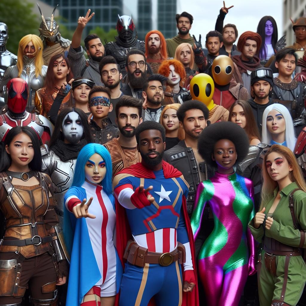 Geeky cosplay group photo