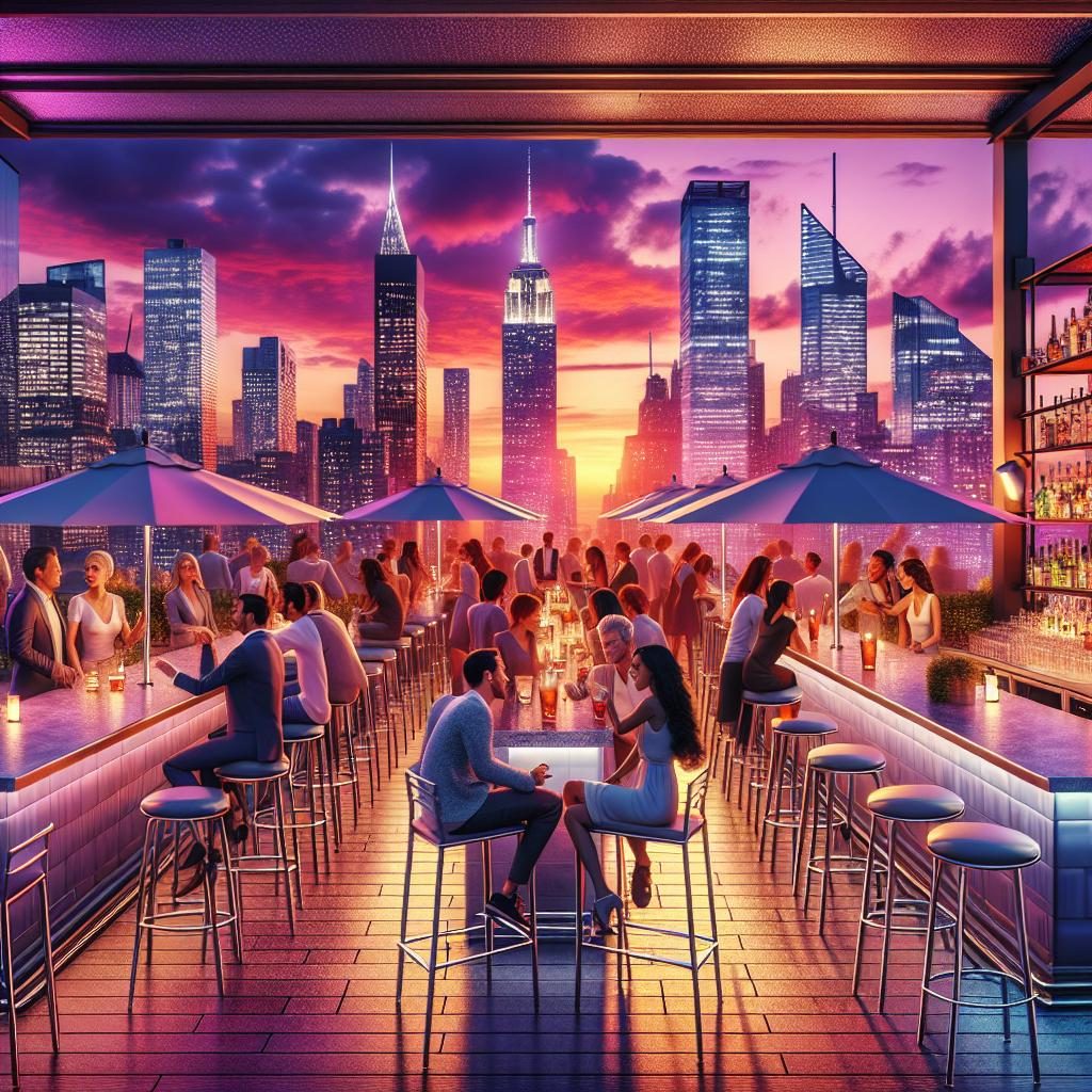 Rooftop bar with panoramic views.