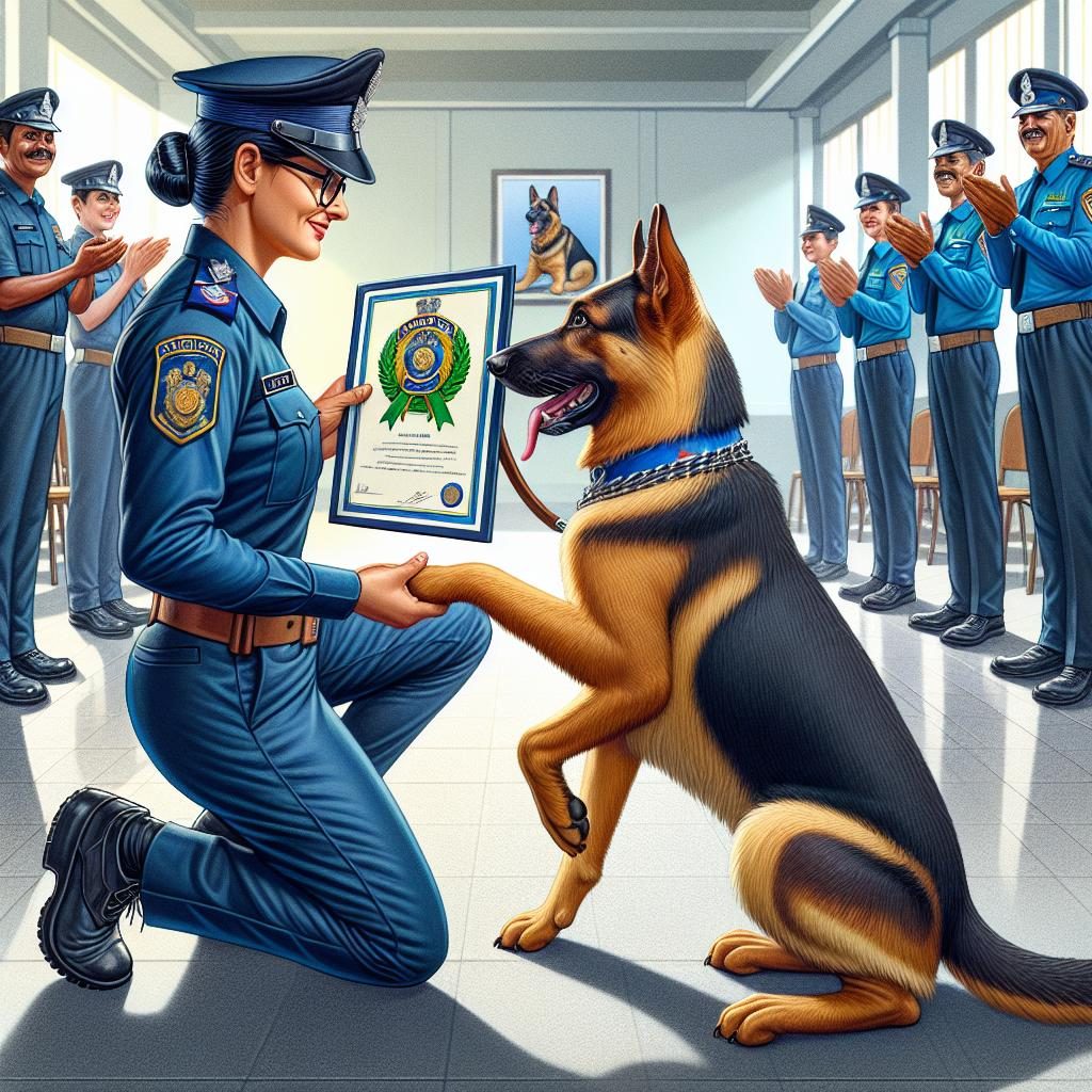 Police dog certification illustration