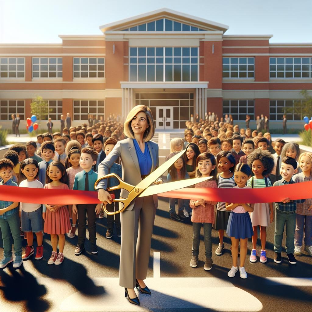 Elementary school ribbon cutting