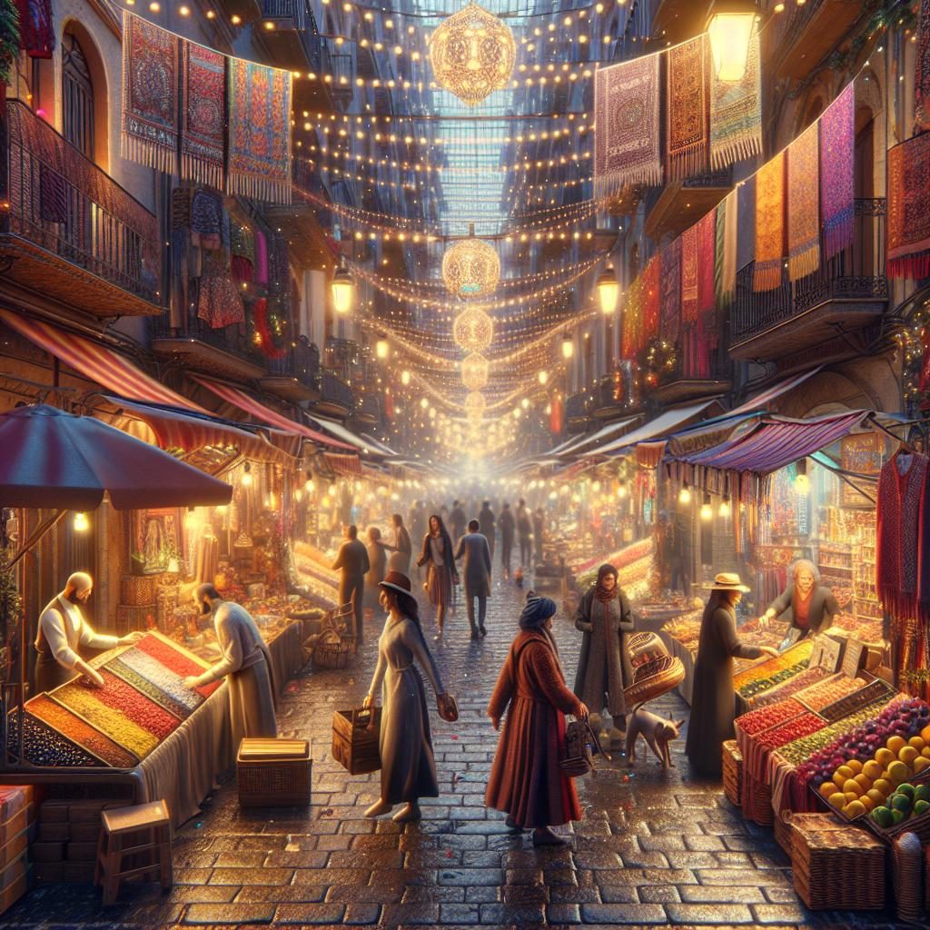 Festive vendor alley scene