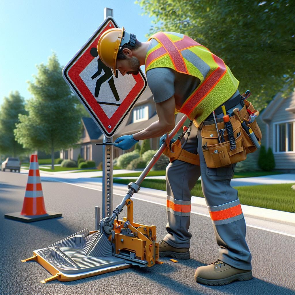 Road sign removal process.