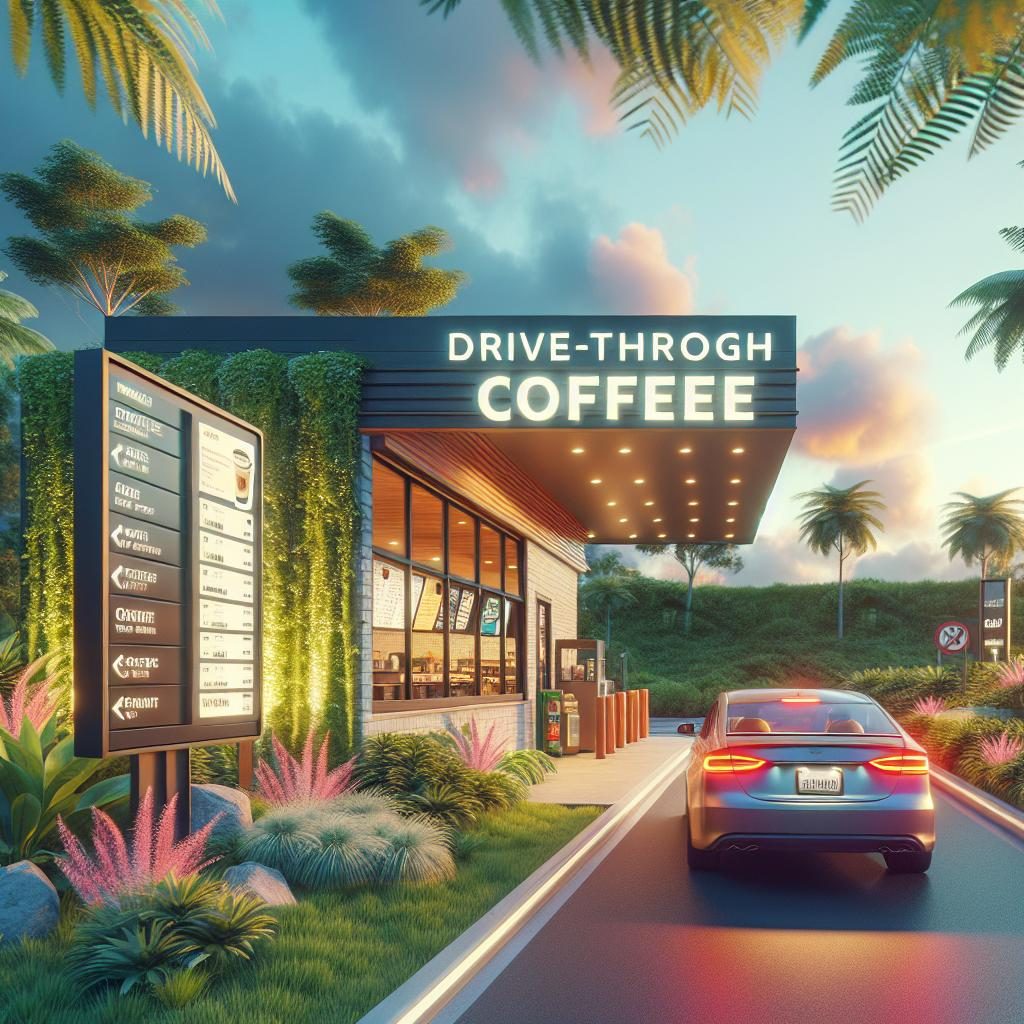 Drive-through coffee shop illustration