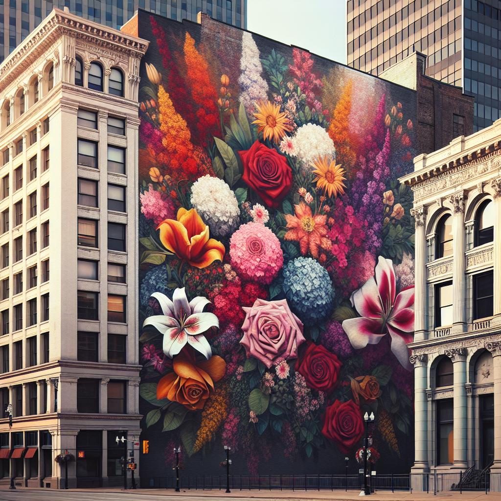 Flower mural downtown Bristol.