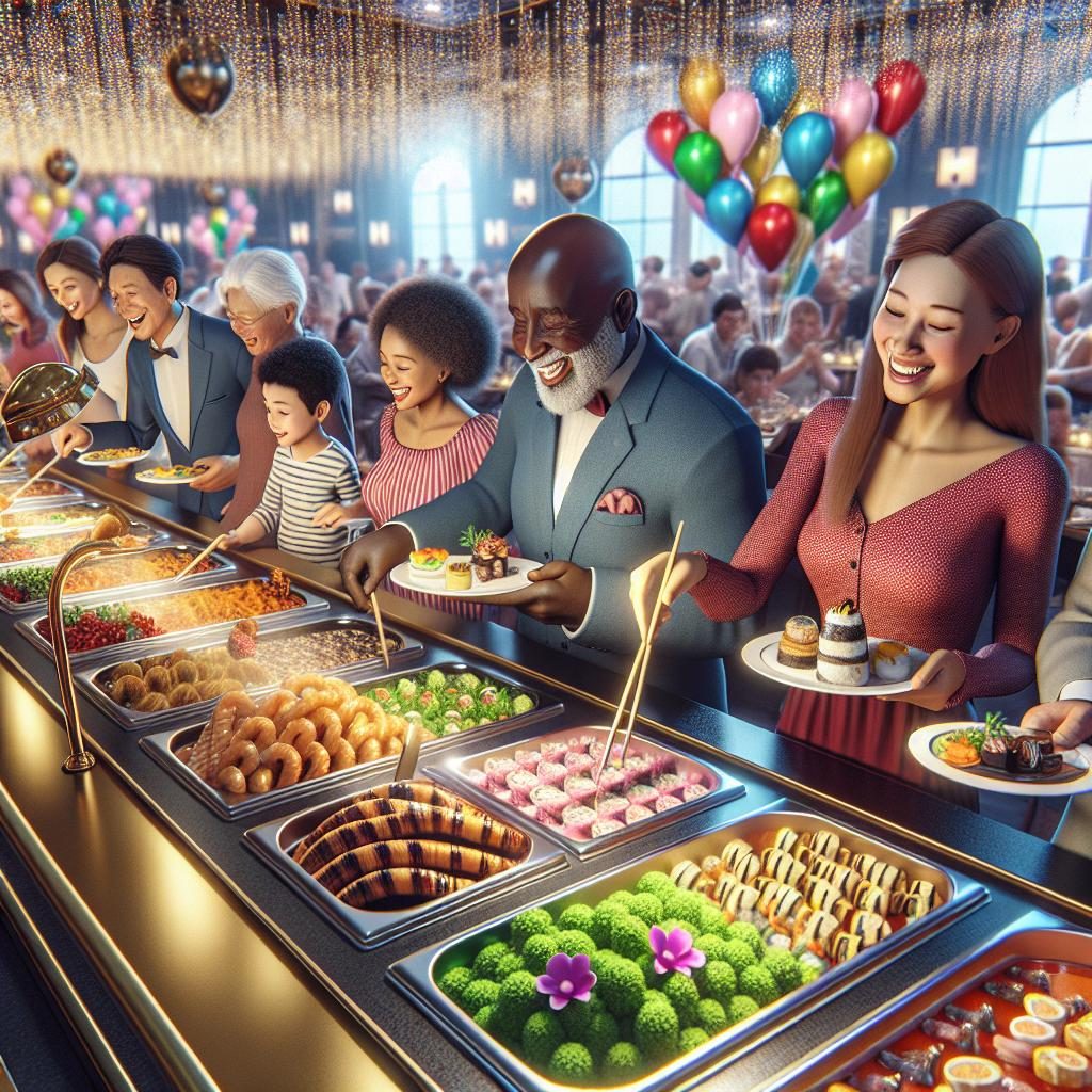 Buffet restaurant celebration concept.