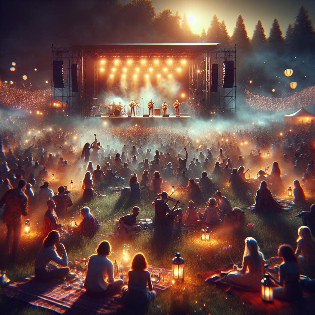 Outdoor concert under twilight