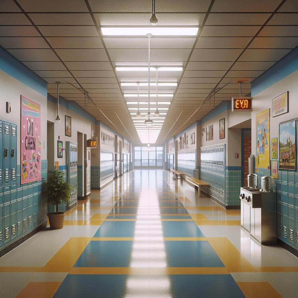 Empty School Hallway