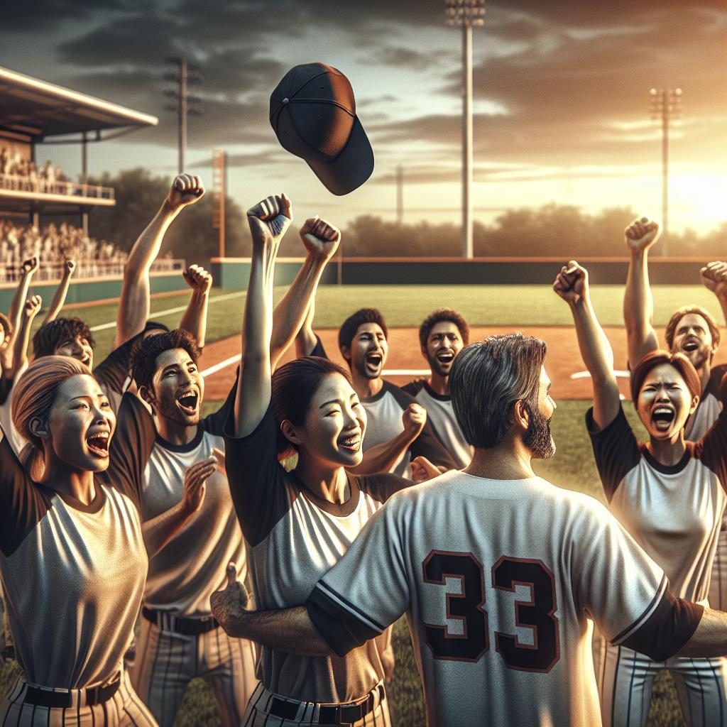 Baseball teamwork celebration