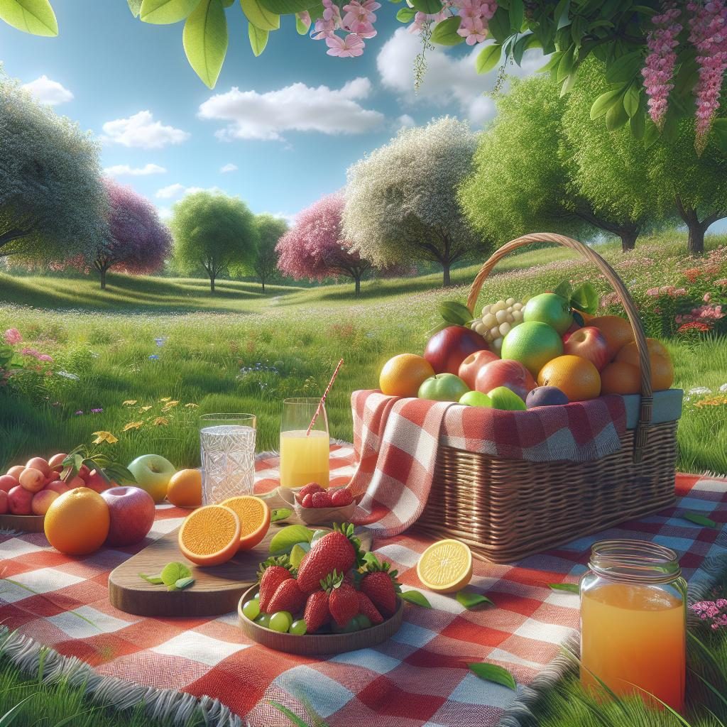 Colorful summer picnic setup