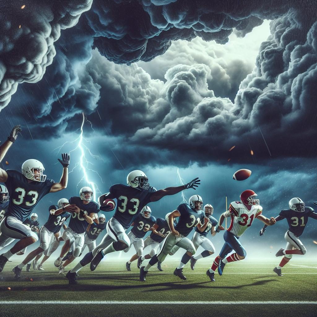 Football Under Storm Clouds