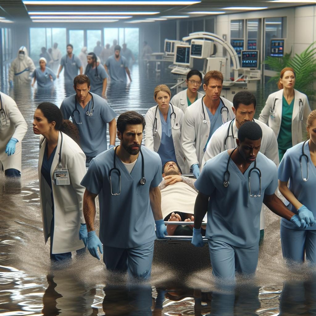 Flooded hospital evacuation