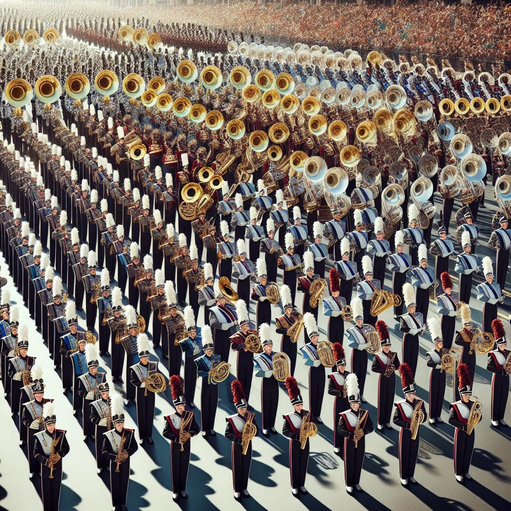 Marching bands performing proudly