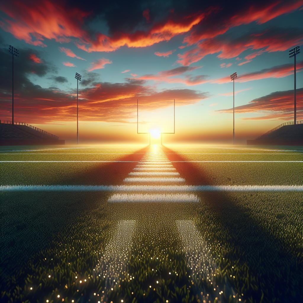 Sunrise over football field