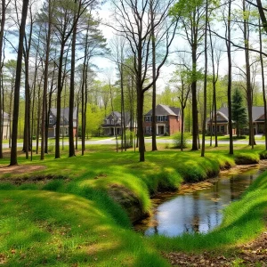 A planned housing development in a wooded area of Bristol Township