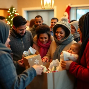 Community members supporting a family in need during Christmas