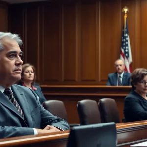 Courtroom scene reflecting the gravity of child exploitation cases