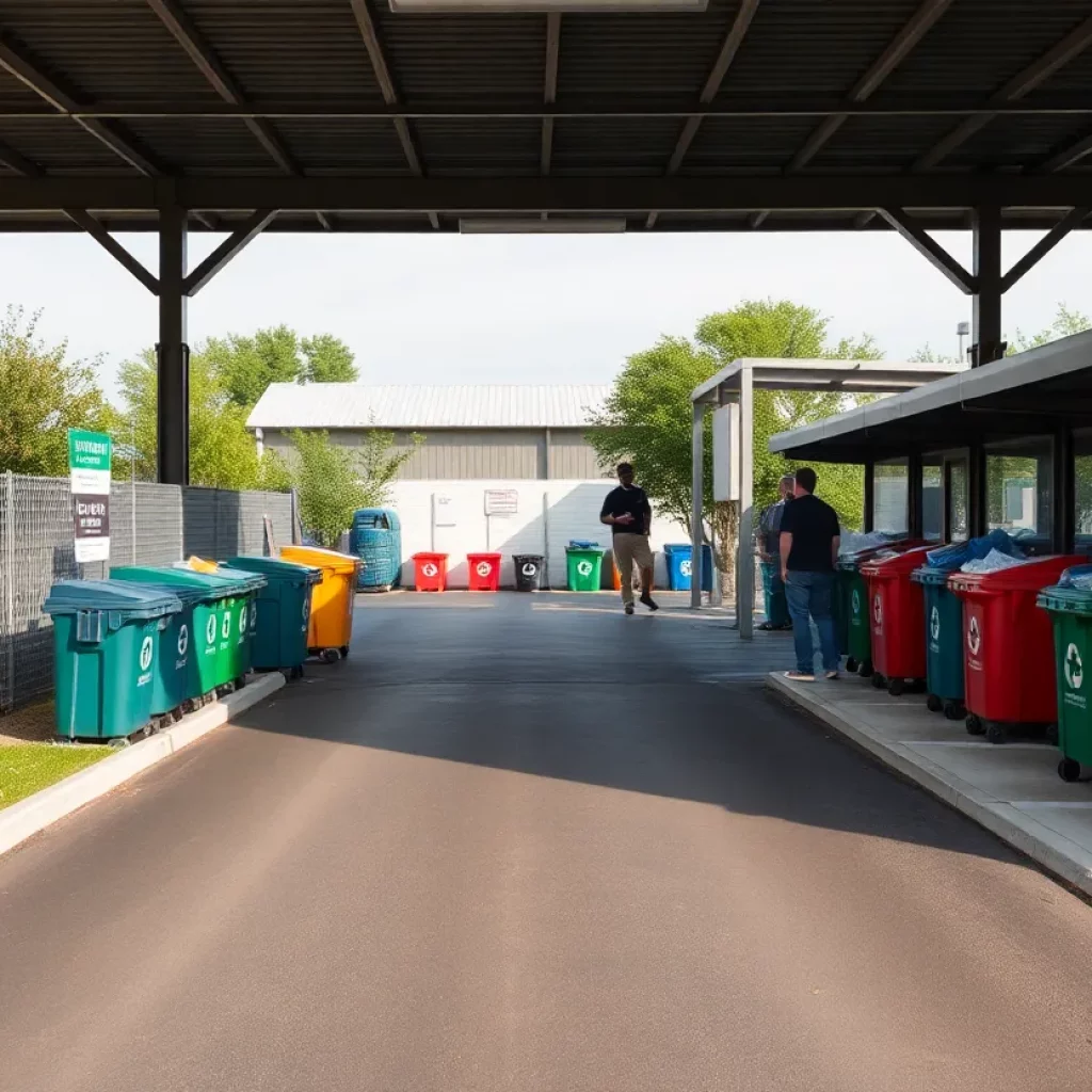 Kingsport's new Recycling Convenience Center with visitors recycling various materials.