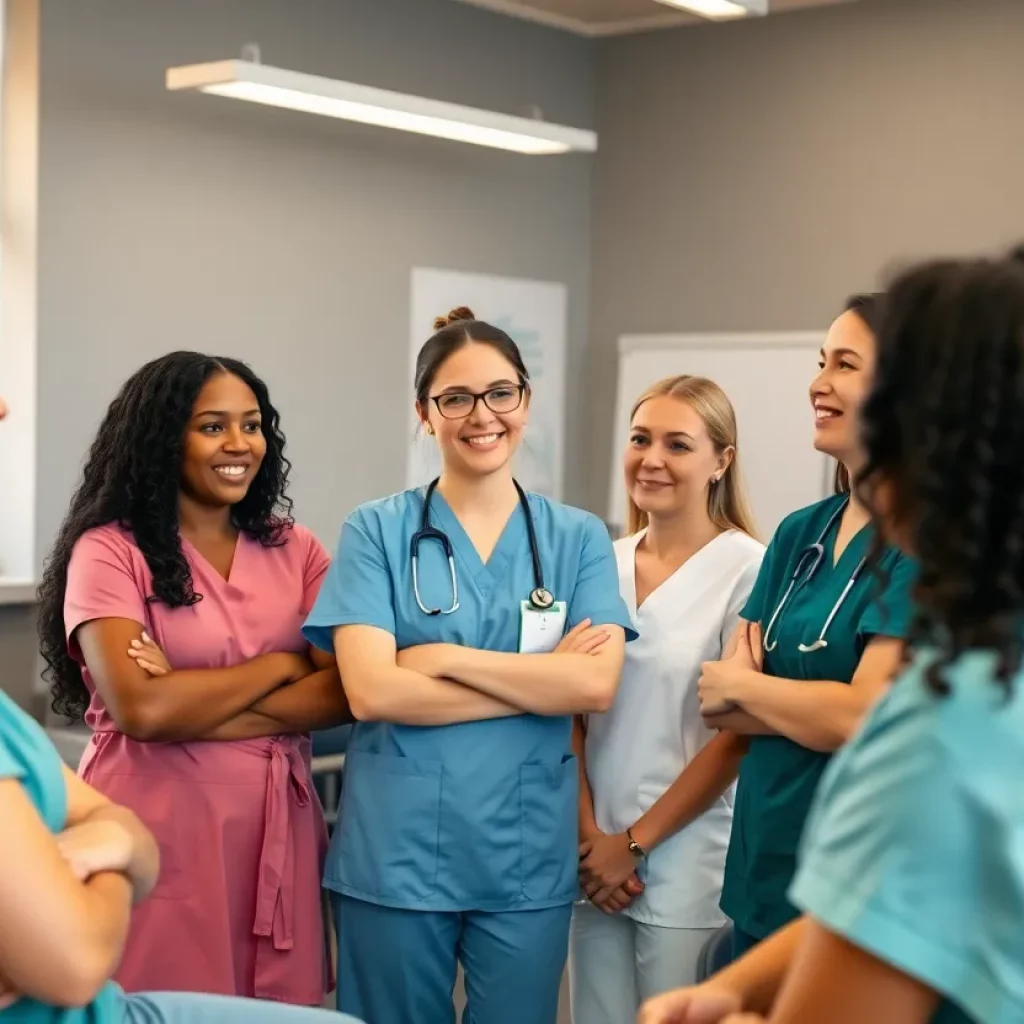 Nursing students in a collaborative learning environment.