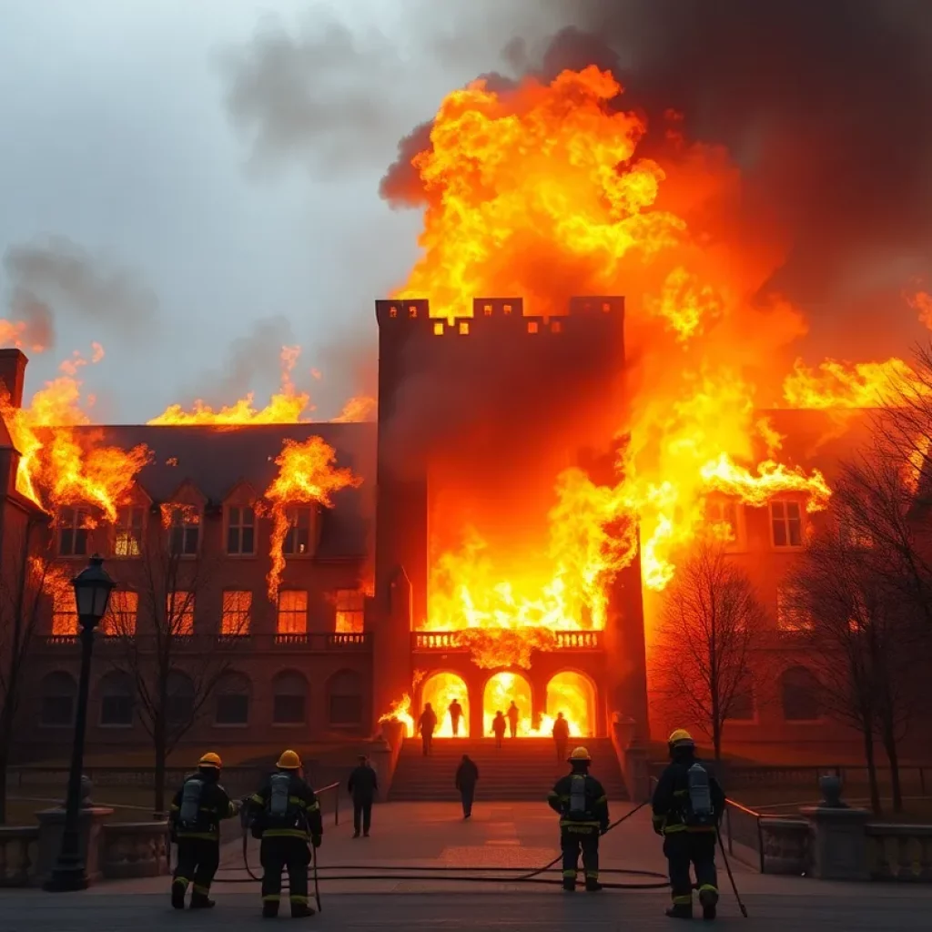 Fire engulfing Virginia Intermont College campus