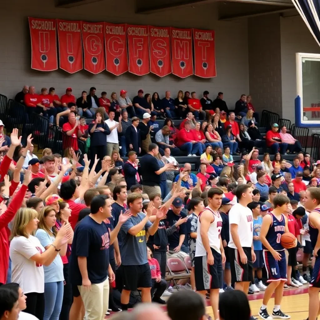 Cheering fans at Arlington high schools sports event