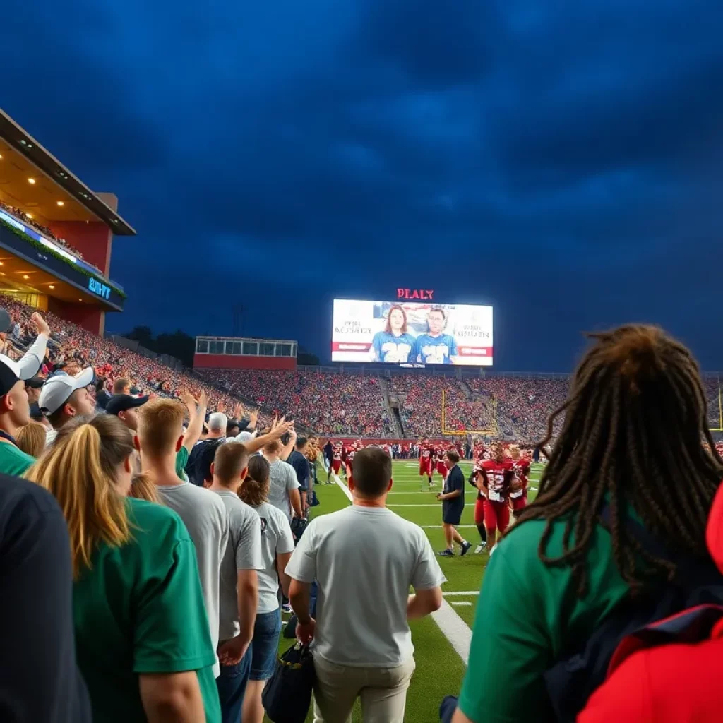 Bluefield State University football and basketball teams playing at their home stadium.