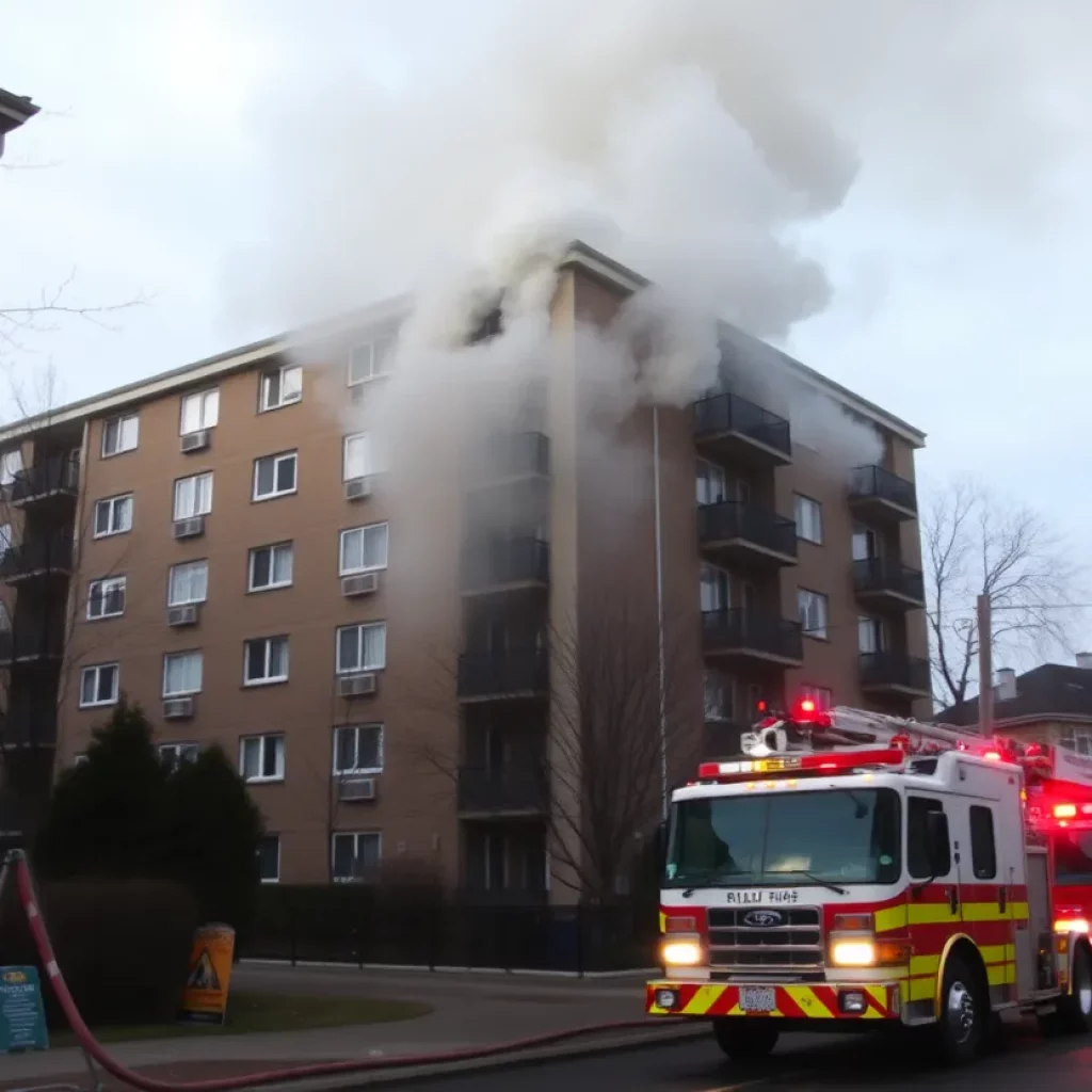 Emergency responders at the site of an apartment fire in Bristol, TN.