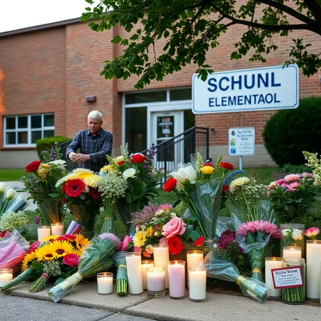 Memorial outside Mill Creek Elementary School for Lex Heinisch