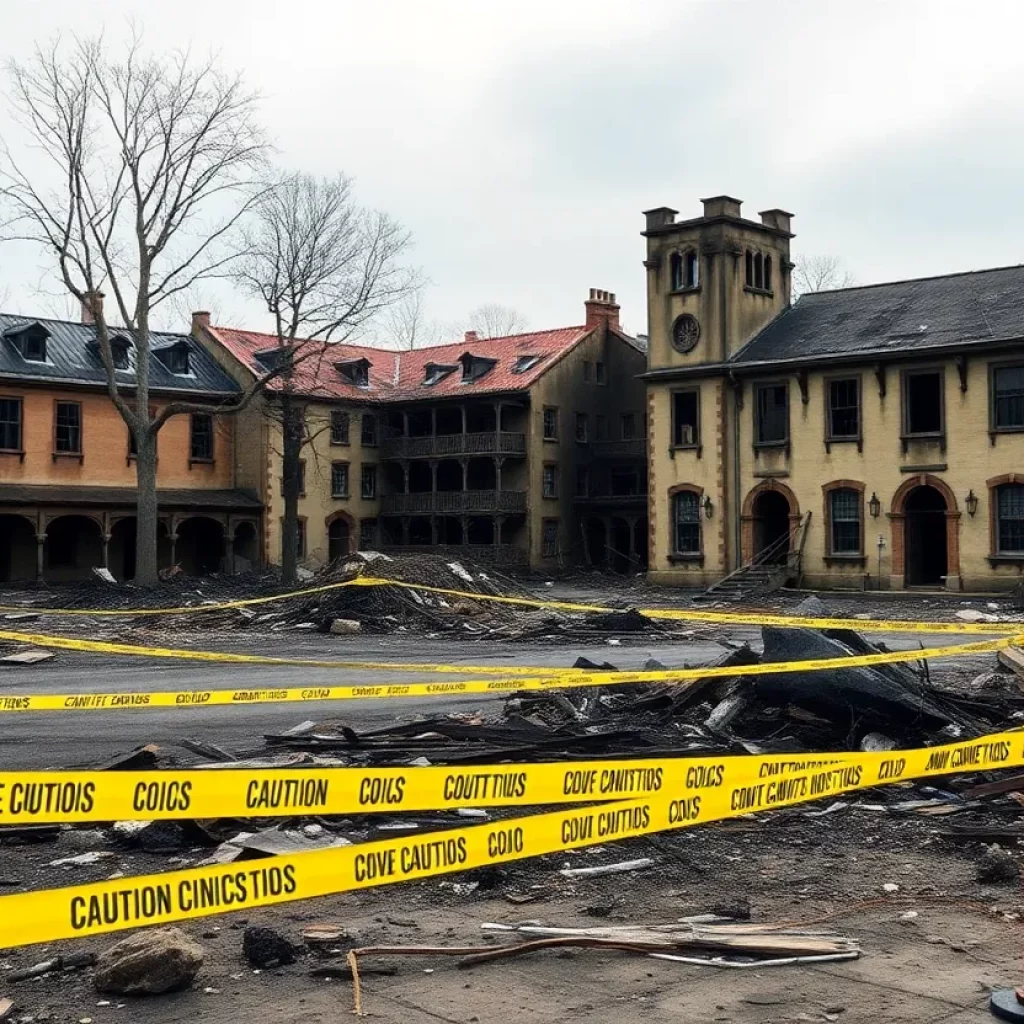 Destruction at the historical Virginia Intermont campus in Bristol after a fire.