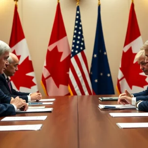 Canadian leaders in a meeting about the U.S. tariff situation