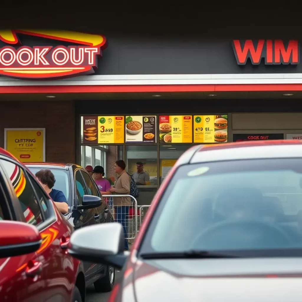 Drive-thru service at Cook Out restaurant in Bristol