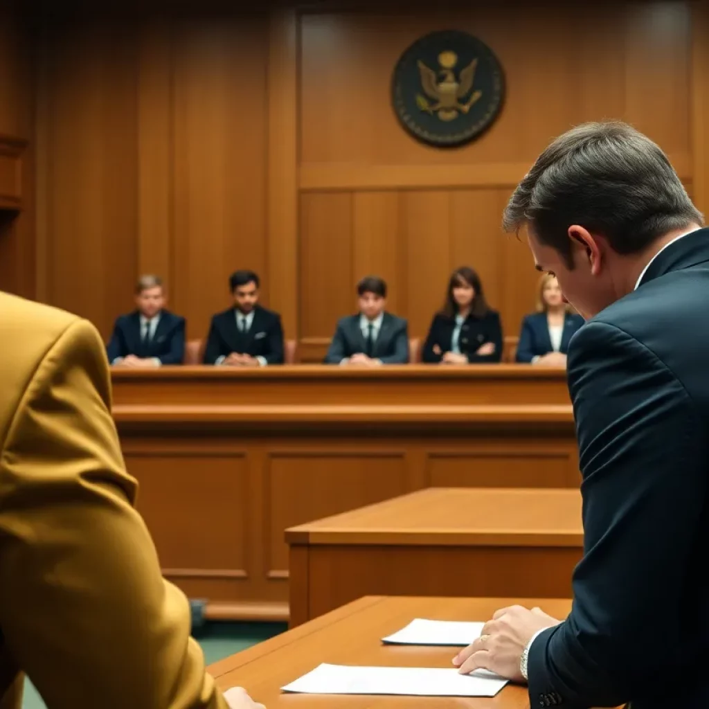 Jurors deliberating during a murder trial in a courtroom