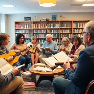 Community members sharing stories at a library