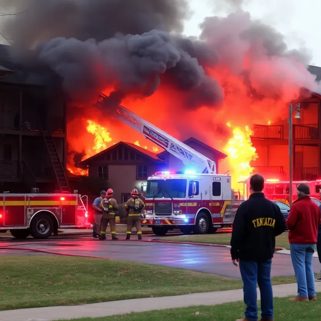 Firefighters battling a blaze at Edgemont Towers in Bristol, TN