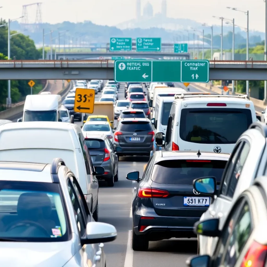 Heavy traffic congestion on Highway 75 in Johnson City.