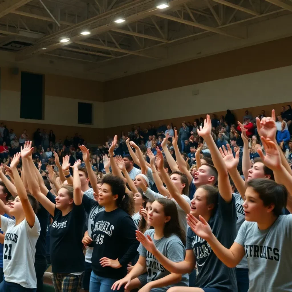 Crowd cheering for Palisades boys basketball team