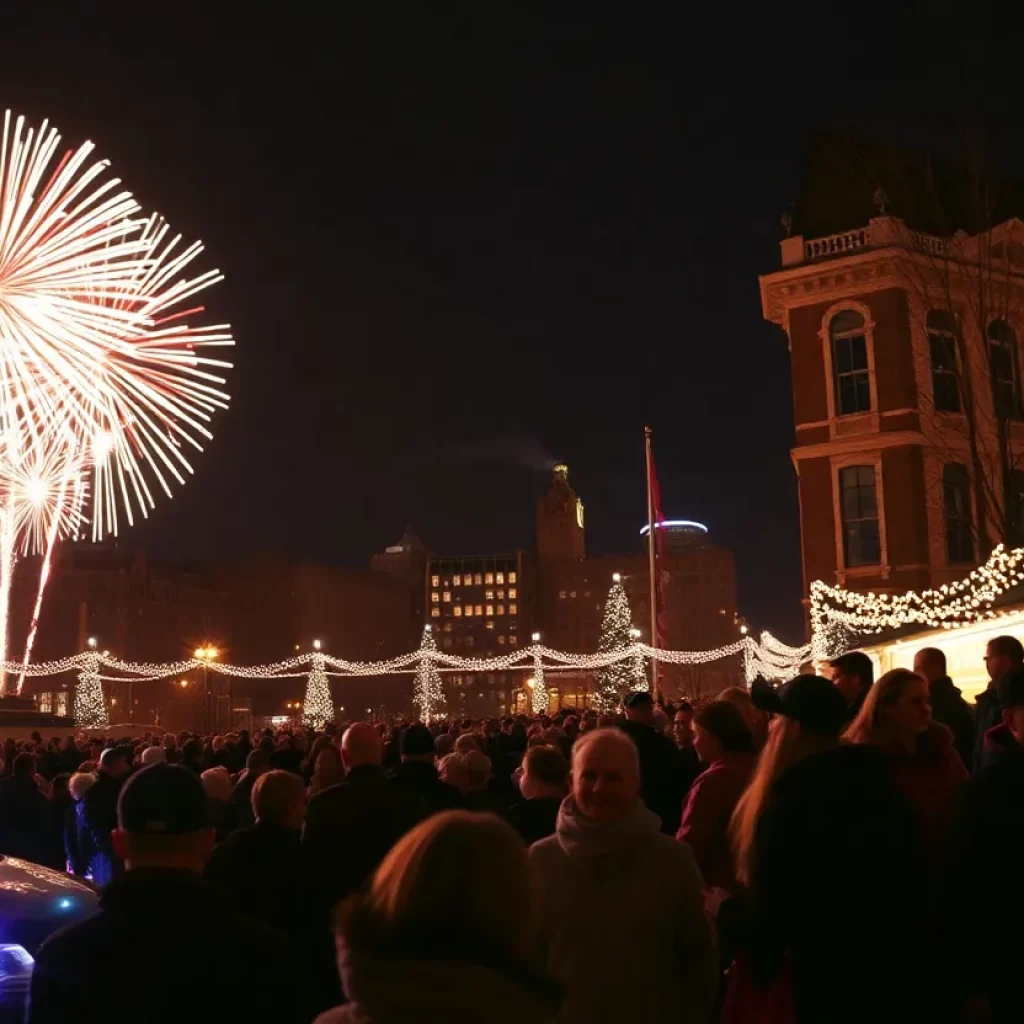 Fireworks over Rochester during New Year celebration