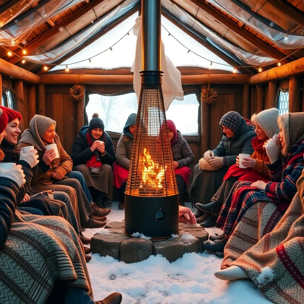 Warm and inviting atmosphere of a Tri-Cities warming shelter with people seeking shelter from the cold.