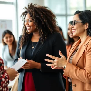 Women collaborating in a modern business environment