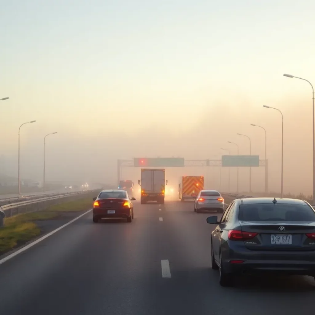 A multi-vehicle crash on a foggy morning on Interstate 26 in Gray, Tennessee.