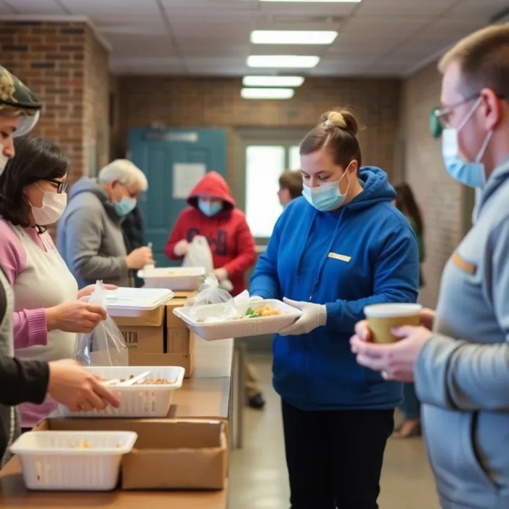 Volunteers assisting the community during Salvation Army shelter closure.