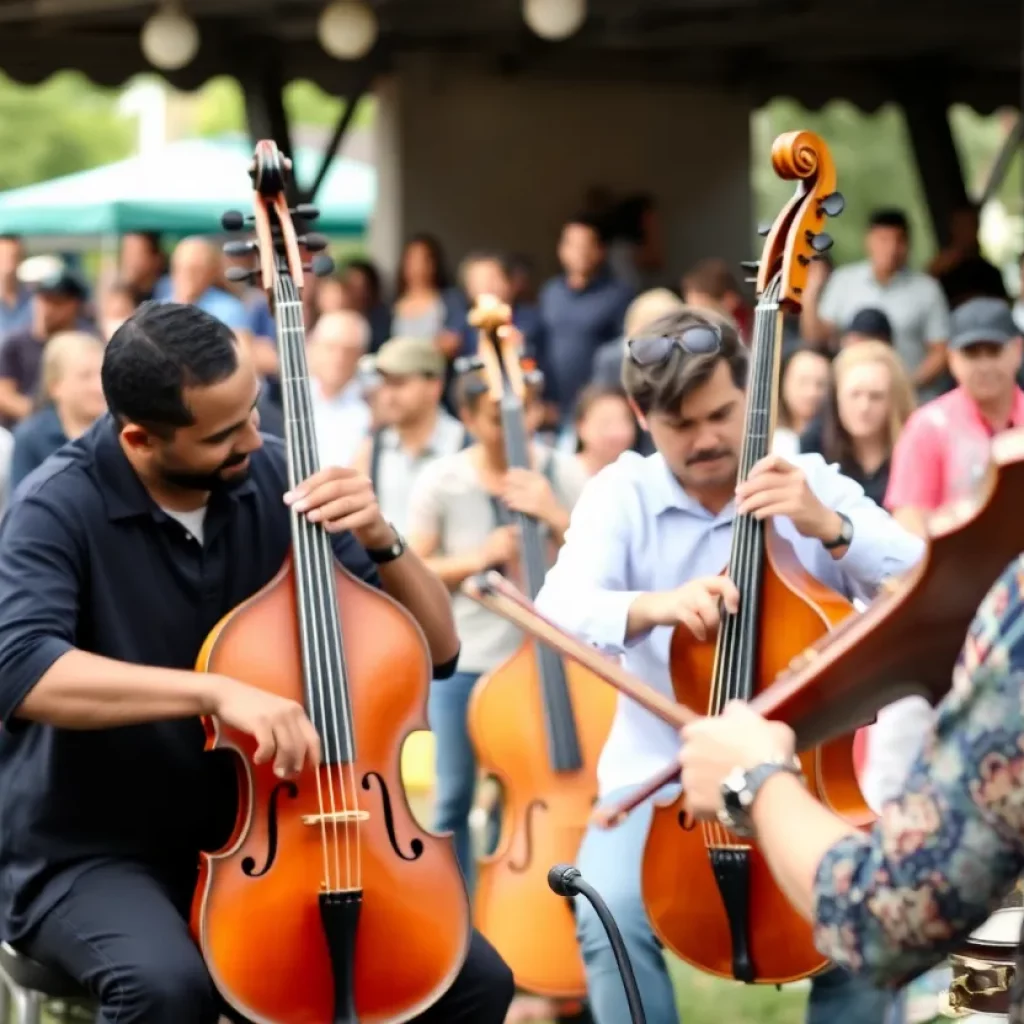 Audience enjoying a musical performance featuring global string bands