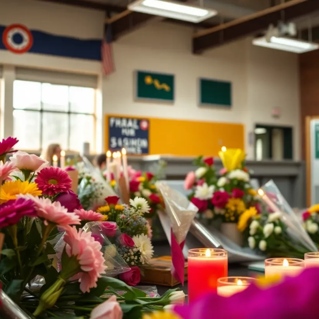 Memorial scene honoring a beloved educator